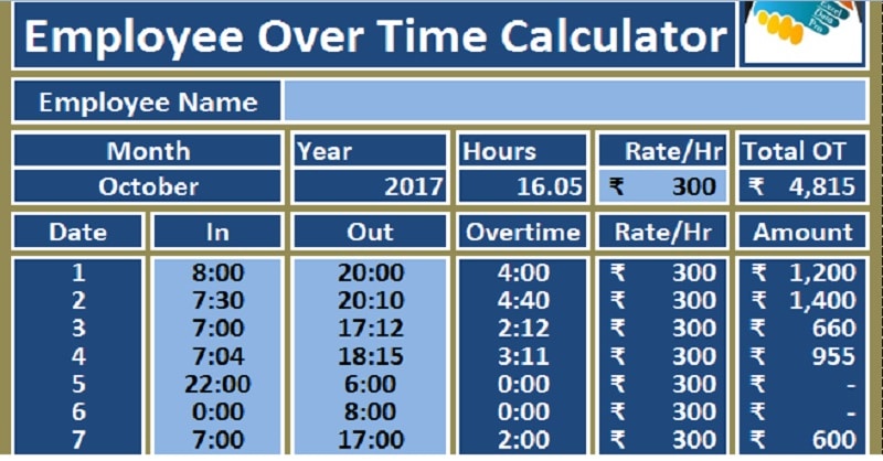 Drivers Hours Calculator Excel